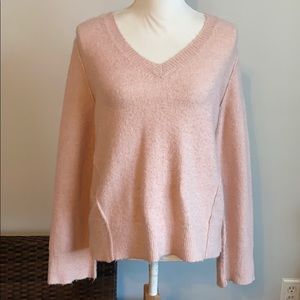 JOHN + JENN PINK V-NECK SWEATER